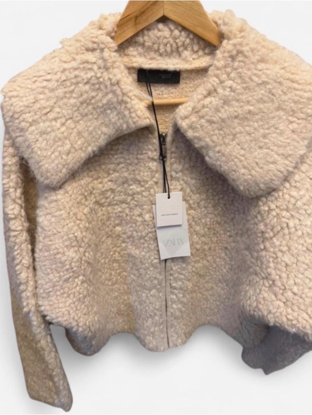 Zara Cream Teddy Sherpa Zip Jacket 9598/179/712 NWT - Picture 3 of 4